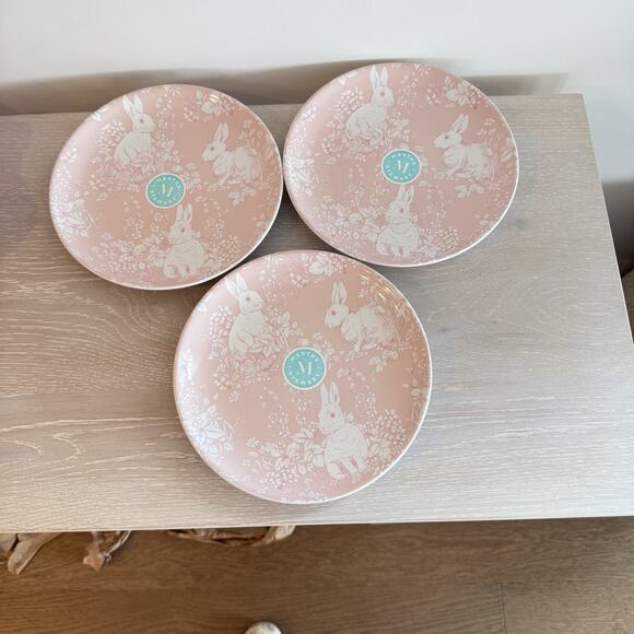 Martha Stewart Plate Pink/White Bunny Rabbit Easter Cottage Core Granny NWT - Picture 2 of 4